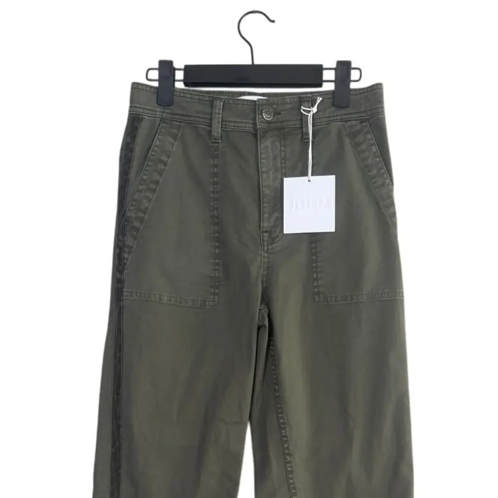 NWT Pistola Elliot Eden High Rise Crop Tuxedo Stripe Straight Leg Pant 26 Green - Picture 3 of 15